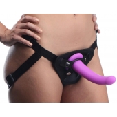 Лиловый поясной страпон Navigator Silicone G-Spot Dildo with Harness - 17,8 см. - XR Brands - купить с доставкой в Первоуральске