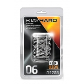 Прозрачная насадка с объёмными чёрточками STAY HARD COCK SLEEVE 06 CLEAR - Blush Novelties - в Первоуральске купить с доставкой