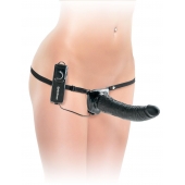 Черный страпон с вагинальной пробкой Deluxe Vibrating Penetrix Strap-On - 19 см. - Pipedream - купить с доставкой в Первоуральске