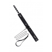 Кожаный ошейник-чокер с поводком - Pecado - купить с доставкой в Первоуральске