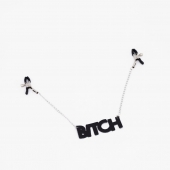 Зажимы на соски с кожаной подвеской Bitch - Crazy Handmade - купить с доставкой в Первоуральске