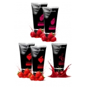 Набор из 5 съедобных лубрикантов JUJU (клубника х 2, малина х 2, вишня) - JuJu - купить с доставкой в Первоуральске