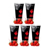 Набор из 5 съедобных лубрикантов JUJU со вкусом клубники - JuJu - купить с доставкой в Первоуральске Набор из 5 съедобных лубрикантов JUJU со вкусом клубники - JuJu - купить с доставкой в Первоуральске