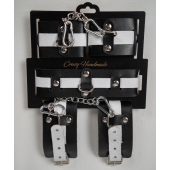 Набор фиксаторов из черной и белой натуральной кожи - Crazy Handmade - купить с доставкой в Первоуральске Набор фиксаторов из черной и белой натуральной кожи - Crazy Handmade - купить с доставкой в Первоуральске