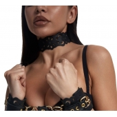 Черный ажурный чокер с золотистой фурнитурой - Crazy Handmade - купить с доставкой в Первоуральске