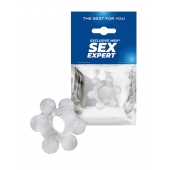 Прозрачное эрекционное кольцо с 6 стимулирующими шариками - Sex Expert - в Первоуральске купить с доставкой
