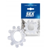 Прозрачное эрекционное кольцо со стимулирующими шариками - Sex Expert - в Первоуральске купить с доставкой