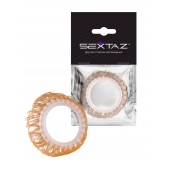 Эрекционное кольцо с бежевыми «ресничками» - Sextaz - в Первоуральске купить с доставкой