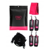 Черно-розовый эротический набор: фиксатор, оковы, наручники, повязка - Erokay - купить с доставкой в Первоуральске