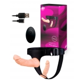 Женский страпон с 2 насадками, вибрацией и пультом ДУ - Erowoman-Eroman - купить с доставкой в Первоуральске