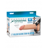 Телесный пустотелый фаллопротез 5’’ Hollow Silicone Strap-On - 14 см. - Pipedream - купить с доставкой в Первоуральске