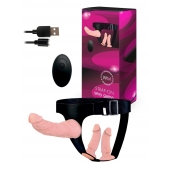 Женский страпон с 3 насадками и вибрацией - Erowoman-Eroman - купить с доставкой в Первоуральске