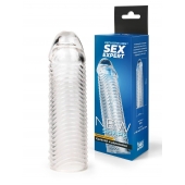 Прозрачная закрытая насадка на пенис с ребрышками - 16 см. - Sex Expert - в Первоуральске купить с доставкой