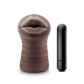 Коричневый мастурбатор-ротик Krystal Vibrating Masturbator - Blush Novelties - в Первоуральске купить с доставкой