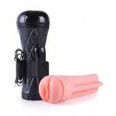 Телесный мастурбатор-вагина в черной колбе с вибрацией - Boys of Toys - в Первоуральске купить с доставкой