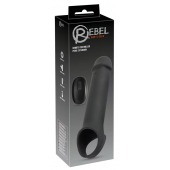 Черная вибронасадка для пениса с хомутом для мошонки и пультом ДУ Remote Controlled Penis Extension - Orion - в Первоуральске купить с доставкой