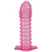 Гелевая розовая насадка с шипами - 12 см. - Toyfa Basic - в Первоуральске купить с доставкой