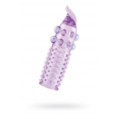 Гелевая фиолетовая насадка с шариками, шипами и усиком - 11 см. - Toyfa Basic - в Первоуральске купить с доставкой