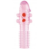 Гелевая розовая насадка с шариками и шипами - 14 см. - ToyFa - в Первоуральске купить с доставкой