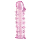 Гелевая розовая насадка на фаллос с шипами - 12 см. - Toyfa Basic - в Первоуральске купить с доставкой