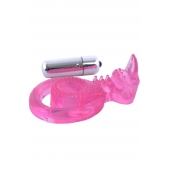 Розовая вибронасадка со стимулятор клитора   Язычок - Toyfa Basic - в Первоуральске купить с доставкой