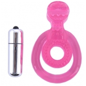Розовая вибронасадка со стимулятор клитора   Язычок - Toyfa Basic - в Первоуральске купить с доставкой