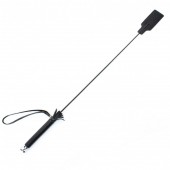 Чёрный кожаный стек с прямоугольным наконечником - 66 см. - БДСМ Арсенал - купить с доставкой в Первоуральске