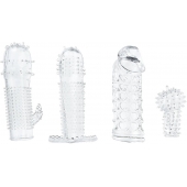 Набор из 4 насадок на член Pleasured Penis Enhancement Sleeve 4 Pack - XR Brands - в Первоуральске купить с доставкой