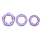 Набор из 3 фиолетовых эрекционных колец Stay Hard Beaded Cockrings - Blush Novelties - в Первоуральске купить с доставкой