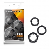 Набор из 3 чёрных эрекционных колец Stay Hard Beaded Cockrings - Blush Novelties - в Первоуральске купить с доставкой