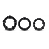 Набор из 3 чёрных эрекционных колец Stay Hard Beaded Cockrings - Blush Novelties - в Первоуральске купить с доставкой