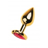 Золотистая анальная пробка с кристаллом-сердцем - 7,5 см. - ToyFa - купить с доставкой в Первоуральске