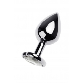 Серебристая анальная пробка с прозрачным кристаллом-сердцем - 8 см. - ToyFa - купить с доставкой в Первоуральске