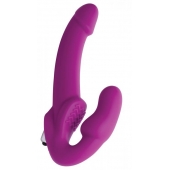 Ярко-розовый безремневой вибрострапон Evoke Vibrating Strapless Silicone Strap-on Dildo - XR Brands - купить с доставкой в Первоуральске