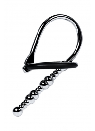 Серебристый уретральный плаг-бусины TOYFA Metal с мягким фиксириющим кольцом - ToyFa - купить с доставкой в Первоуральске