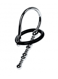 Серебристый уретральный плаг-бусины TOYFA Metal с мягким фиксириющим кольцом - ToyFa - купить с доставкой в Первоуральске