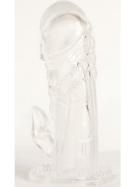 Прозрачная гелевая насадка с клиторальным отростком - 13 см. - Toyfa Basic - в Первоуральске купить с доставкой