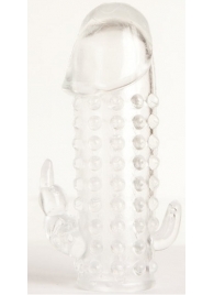 Гелевая прозрачная насадка с 2 отростками - 13 см. - Toyfa Basic - в Первоуральске купить с доставкой