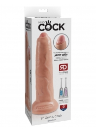 Телесный необрезанный фаллоимитатор на присоске 9  Uncut Cock - 25,4 см. - Pipedream