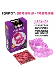 Розовое эрекционное виброкольцо Luxe VIBRO  Бархатный молот  + презерватив - Luxe - в Первоуральске купить с доставкой