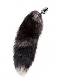 Серебристая металлическая анальная втулка с хвостом чернобурой лисы - размер S - ToyFa - купить с доставкой в Первоуральске