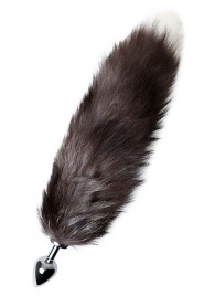 Серебристая металлическая анальная втулка с хвостом чернобурой лисы - размер S - ToyFa - купить с доставкой в Первоуральске