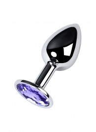 Серебристая конусовидная анальная пробка с фиолетовым кристаллом - 7 см. - ToyFa - купить с доставкой в Первоуральске