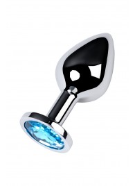 Серебристая конусовидная анальная пробка с голубым кристаллом - 8 см. - ToyFa - купить с доставкой в Первоуральске