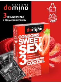 Презервативы для орального секса DOMINO Sweet Sex с ароматом клубничного коктейля  - 3 шт. - Domino - купить с доставкой в Первоуральске