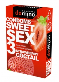 Презервативы для орального секса DOMINO Sweet Sex с ароматом клубничного коктейля  - 3 шт. - Domino - купить с доставкой в Первоуральске