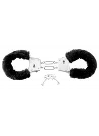 Меховые чёрные наручники Beginner s Furry Cuffs - Pipedream - купить с доставкой в Первоуральске