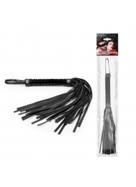 Черная гладкая плеть-флоггер с ручкой - 40 см. - Notabu - купить с доставкой в Первоуральске