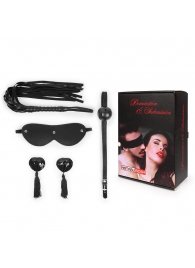 Эротический набор в черном цвете: маска, кляп, пэстисы, плётка - Notabu - купить с доставкой в Первоуральске