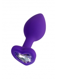 Фиолетовая анальная втулка Diamond Heart с прозрачным кристаллом - 7 см. - ToyFa - купить с доставкой в Первоуральске